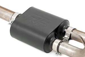 GMC Sierra 1500 Performance Exhaust - Rough Country - Dual Cat-Back with Dual Wall 304 Black Stainless Tips - Black - '99-'06